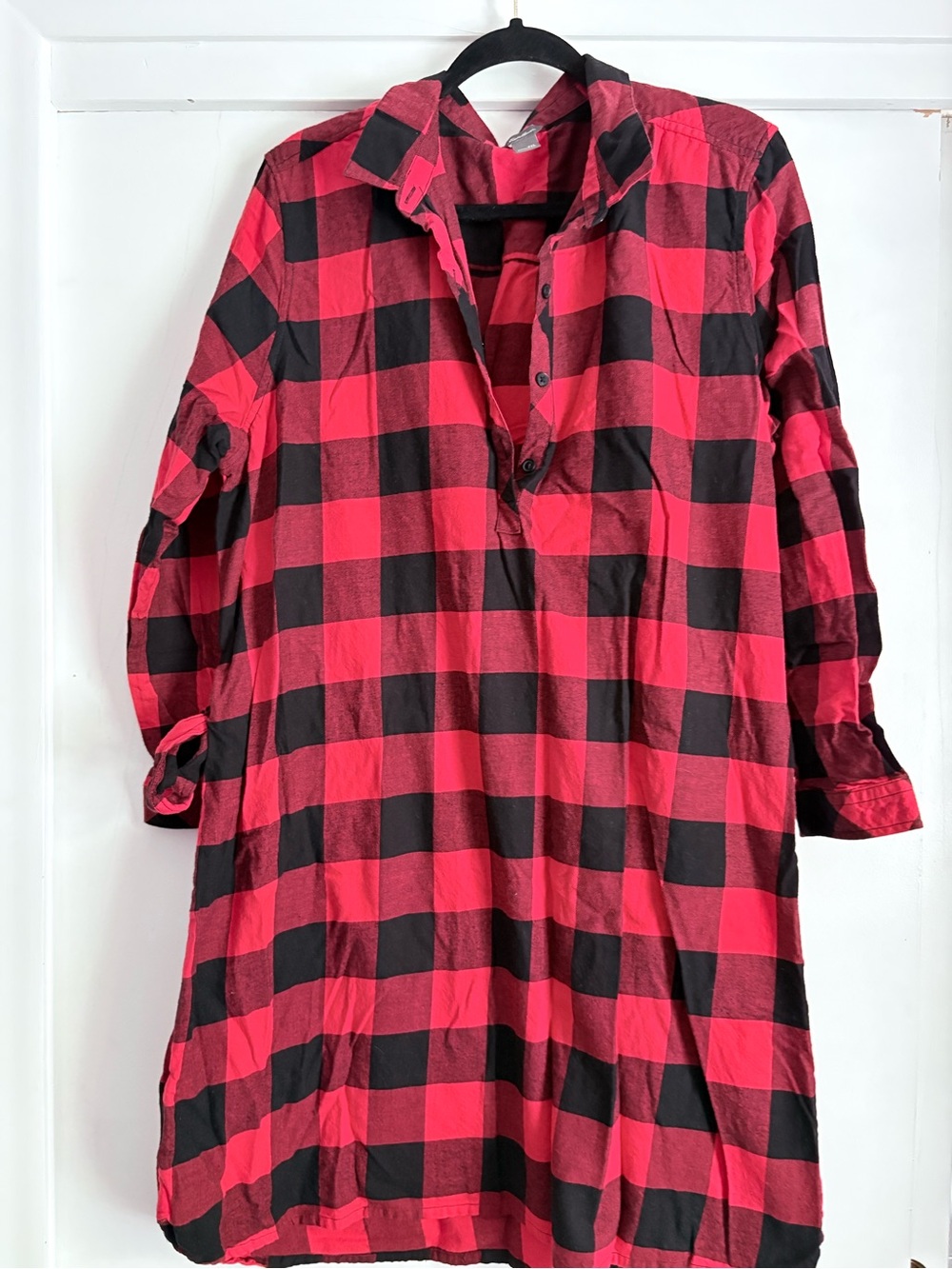 Eddie Bauer Red and Black Buffalo Plaid Tunic Dress